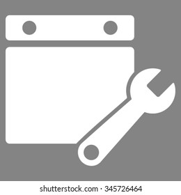 Plan Tuning vector icon. Style is flat symbol, white color, rounded angles, gray background.