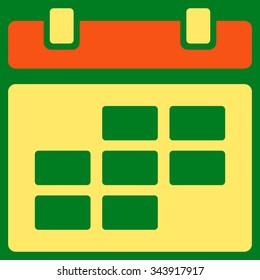 Plan vector icon. Style is bicolor flat symbol, orange and yellow colors, rounded angles, green background.