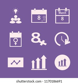 plan vector icons set. with statistics, update time, march calendar and growing graph in set