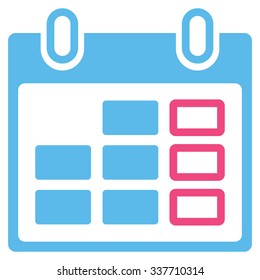 Plan Week vector icon. Style is bicolor flat symbol, pink and blue colors, rounded angles, white background.