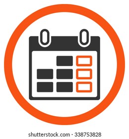 Plan Week vector icon. Style is bicolor flat rounded symbol, orange and gray colors, rounded angles, white background.