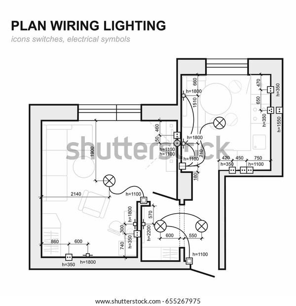 Plan Wiring Lighting Electrical Schematic Interior Stock