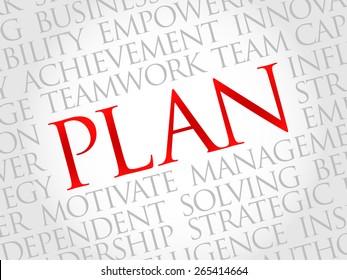 Plan word cloud, business concept