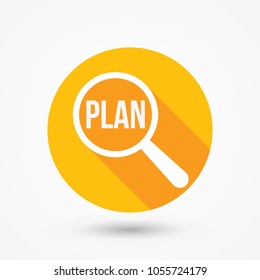 Plan Word Magnifying Glass. Vector illustration