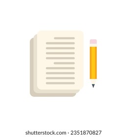 Plan work icon flat vector. Pen paper. Letter text isolated