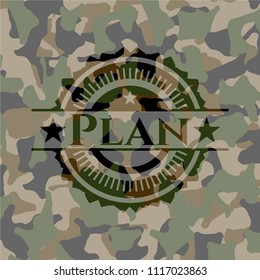Plan written on a camouflage texture