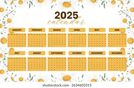 Planen Sie Ihr Jahr 2025 mit diesem schönen Blumenkalender. Perfekt, um alle Ihre Termine und Veranstaltungen im Auge zu behalten. kalender 2025, zeit, büro, neu, monatlich, modern, design, satz, kalender.