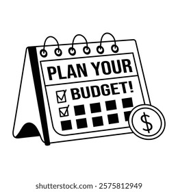 Plan your budget, glyph style sticker 