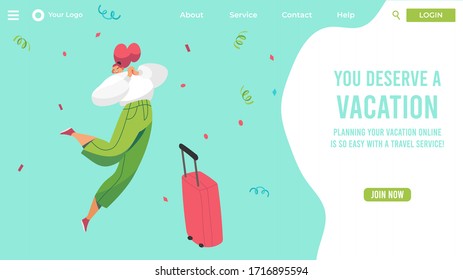 Plan your vacation, landing page, vector illustration. Travel company website interface idea with flat design. Travel and trip web banner, web page cartoon concept for agencies and operators