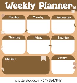 Plan your week effectively using Brow's Weekly Plan chart. Make every day more organized and productive.