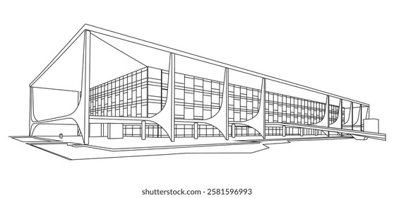 planalto palace drawing lines ilustration