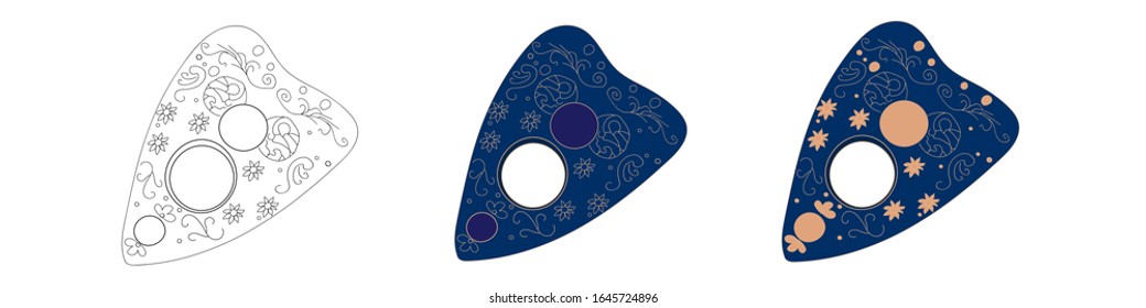 Planchette  vector illustration isolated on white. Sketch style hand drawn. Element for halloween or pagan witchcraft theme. Witch set objects