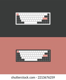 Vectores de diseño de teclado mecánico surtido, teclado informático, iconos, ilustración, configuración de escritorio, configuración, diseño, ergonomía, fondo, papel de pared, botones, interruptores mecánicos, gris, minimalista, escritura