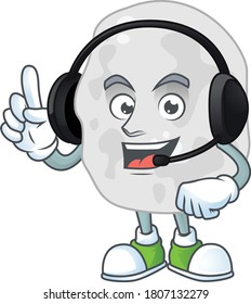 Planctomycetes cartoon character style speaking with friends on headphones. Vector illustration