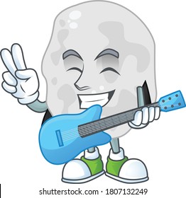 Planctomycetes cartoon style character plays music with a guitar. Vector illustration