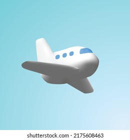 plane 3d icon. cartoon white passenger plane 3d icon 