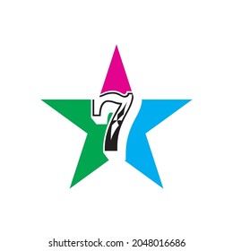 Plane with 7 initial letter Travel logo vector template
