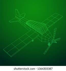 Plane Abstract polygonal wireframe airplane. Travel aircraft, tourism and vacation concept. Wireframe low poly mesh vector illustration