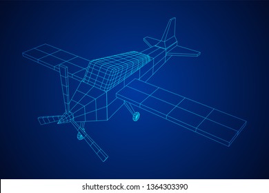 Plane Abstract polygonal wireframe airplane. Travel aircraft, tourism and vacation concept. Wireframe low poly mesh vector illustration