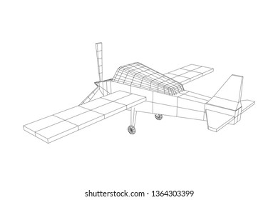 Plane Abstract polygonal wireframe airplane. Travel aircraft, tourism and vacation concept. Wireframe low poly mesh vector illustration