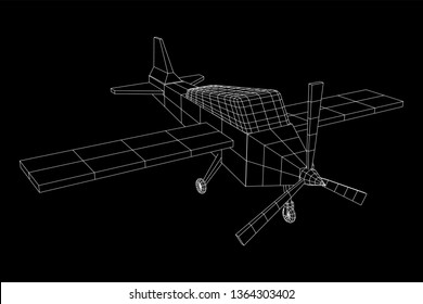 Plane Abstract polygonal wireframe airplane. Travel aircraft, tourism and vacation concept. Wireframe low poly mesh vector illustration