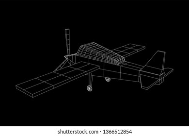 Plane Abstract polygonal wireframe airplane. Travel aircraft, tourism and vacation concept. Wireframe low poly mesh vector illustration