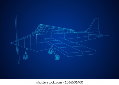 Plane Abstract polygonal wireframe airplane. Travel aircraft, tourism and vacation concept. Wireframe low poly mesh vector illustration