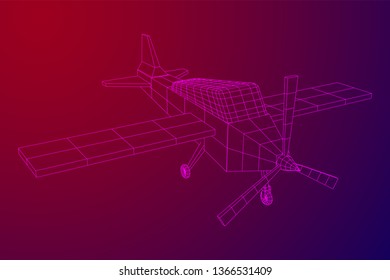 Plane Abstract polygonal wireframe airplane. Travel aircraft, tourism and vacation concept. Wireframe low poly mesh vector illustration