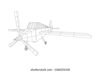 Plane Abstract polygonal wireframe airplane. Travel aircraft, tourism and vacation concept. Wireframe low poly mesh vector illustration