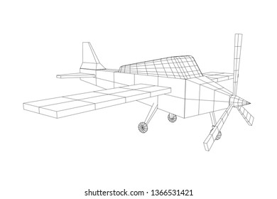 Plane Abstract polygonal wireframe airplane. Travel aircraft, tourism and vacation concept. Wireframe low poly mesh vector illustration