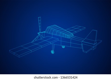 Plane Abstract polygonal wireframe airplane. Travel aircraft, tourism and vacation concept. Wireframe low poly mesh vector illustration