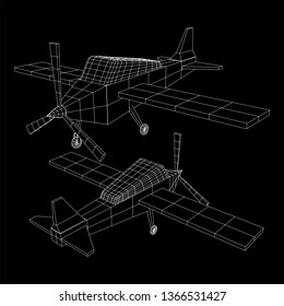 Plane Abstract polygonal wireframe airplane. Travel aircraft, tourism and vacation concept. Wireframe low poly mesh vector illustration