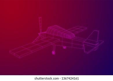 Plane Abstract polygonal wireframe airplane. Travel aircraft, tourism and vacation concept. Wireframe low poly mesh vector illustration