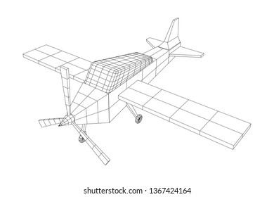 Plane Abstract polygonal wireframe airplane. Travel aircraft, tourism and vacation concept. Wireframe low poly mesh vector illustration
