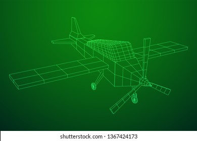 Plane Abstract polygonal wireframe airplane. Travel aircraft, tourism and vacation concept. Wireframe low poly mesh vector illustration