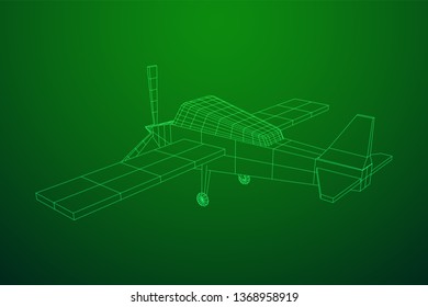 Plane Abstract polygonal wireframe airplane. Travel aircraft, tourism and vacation concept. Wireframe low poly mesh vector illustration