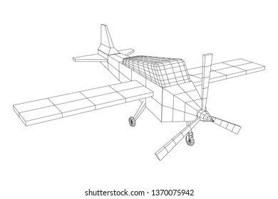 Plane Abstract polygonal wireframe airplane. Travel aircraft, tourism and vacation concept. Wireframe low poly mesh vector illustration