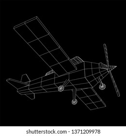 Plane Abstract polygonal wireframe airplane. Travel aircraft, tourism and vacation concept. Wireframe low poly mesh vector illustration