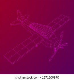 Plane Abstract polygonal wireframe airplane. Travel aircraft, tourism and vacation concept. Wireframe low poly mesh vector illustration