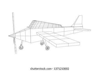 Plane Abstract polygonal wireframe airplane. Travel aircraft, tourism and vacation concept. Wireframe low poly mesh vector illustration