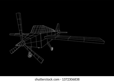 Plane Abstract polygonal wireframe airplane. Travel aircraft, tourism and vacation concept. Wireframe low poly mesh vector illustration