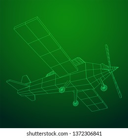 Plane Abstract polygonal wireframe airplane. Travel aircraft, tourism and vacation concept. Wireframe low poly mesh vector illustration