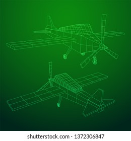 Plane Abstract polygonal wireframe airplane. Travel aircraft, tourism and vacation concept. Wireframe low poly mesh vector illustration