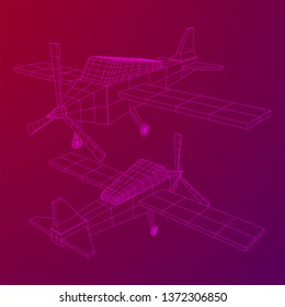 Plane Abstract polygonal wireframe airplane. Travel aircraft, tourism and vacation concept. Wireframe low poly mesh vector illustration