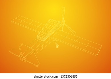 Plane Abstract polygonal wireframe airplane. Travel aircraft, tourism and vacation concept. Wireframe low poly mesh vector illustration