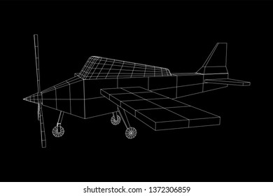 Plane Abstract polygonal wireframe airplane. Travel aircraft, tourism and vacation concept. Wireframe low poly mesh vector illustration