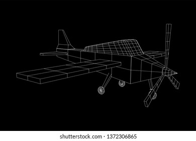 Plane Abstract polygonal wireframe airplane. Travel aircraft, tourism and vacation concept. Wireframe low poly mesh vector illustration