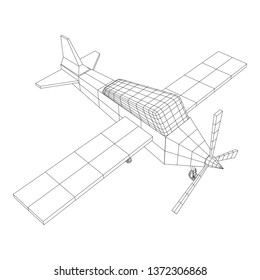 Plane Abstract polygonal wireframe airplane. Travel aircraft, tourism and vacation concept. Wireframe low poly mesh vector illustration