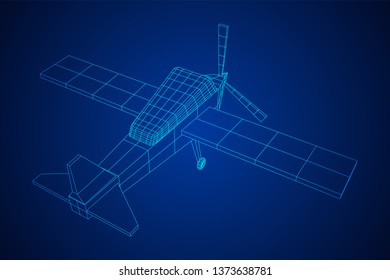 Plane Abstract polygonal wireframe airplane. Travel aircraft, tourism and vacation concept. Wireframe low poly mesh vector illustration