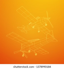 Plane Abstract polygonal wireframe airplane. Travel aircraft, tourism and vacation concept. Wireframe low poly mesh vector illustration